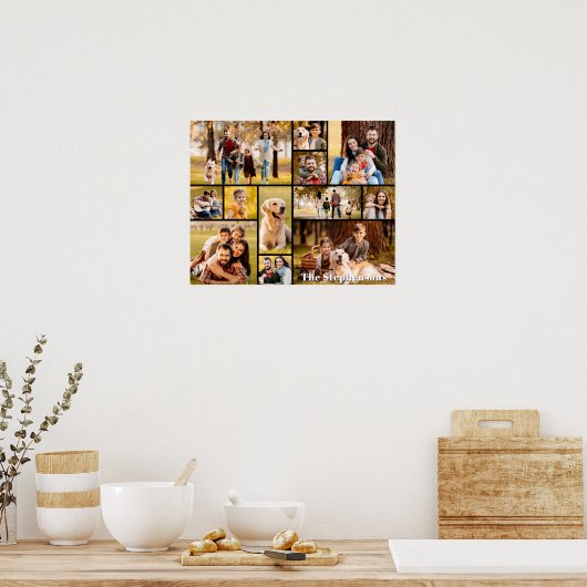 Unieke 12 Foto Collage Naam Eenvoudig Poster (Keuken)