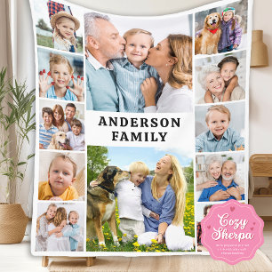 Unieke 12 foto's collage Schattig Eenvoudig Famili Sherpa Deken