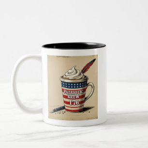 Unieke 1776 Patriotic Brew Coffee Cup met Quill Tweekleurige Koffiemok