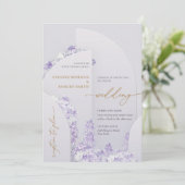 Unieke 4 bogen voorjaar paarse lila bloemen goud kaart (Staand voorkant)