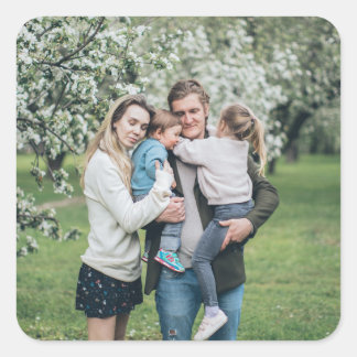 Unieke aangepaste familiefoto gepersonaliseerd vierkante sticker