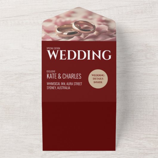 Unieke aangepaste tijdschriftstijl all in one uitnodiging (Buitenkant)