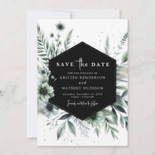 Unieke Aangepaste Waterverf Sage Green Wedding Save The Date