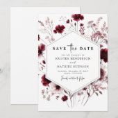 Unieke aardse Bourgondische bruiloft Save The Date (Voorkant / Achterkant)