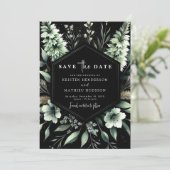 Unieke aardse typografie Sage Green Wedding Save The Date (Staand voorkant)