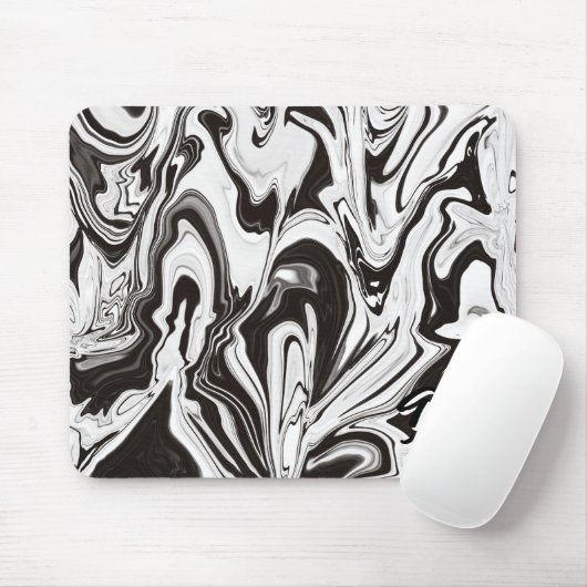 Unieke Abstracte B&W Marble Liquid Mousepad Muismat (Met muis)