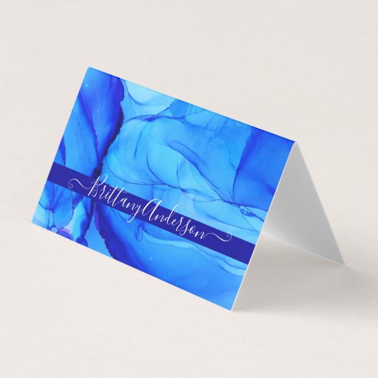 Unieke Abstracte blauwe kunst dank u Visitekaartjes (Voorkant)