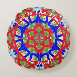 Unieke Abstracte kleurrijke Mandala Rond Kussen