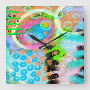 Unieke Abstracte kunst wandklok Vierkante Klok