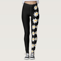 Unieke abstracte leggings met zwarte florale bloem