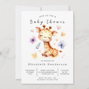 Unieke afdrukbare Giraffe Baby shower Kaart