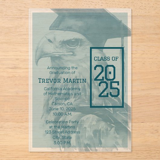 Unieke Afstuderen Aankondiging Acryluitnodiging Acryl Uitnodigingen (Voorkant)