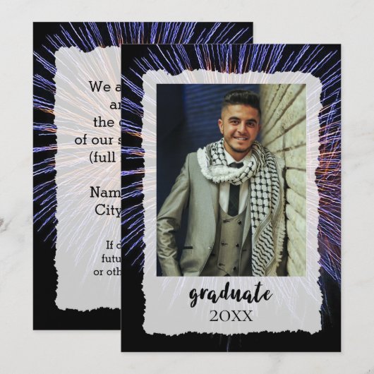 Unieke Afstuderen Aankondiging Vuurwerk w/foto (Voorkant / Achterkant)
