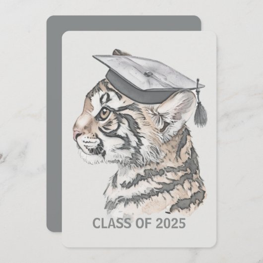 Unieke Afstuderen Tiger QR Code Uitnodiging (Voorkant / Achterkant)