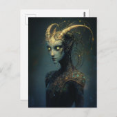 Unieke alien met stralende ogen briefkaart (Voorkant / Achterkant)