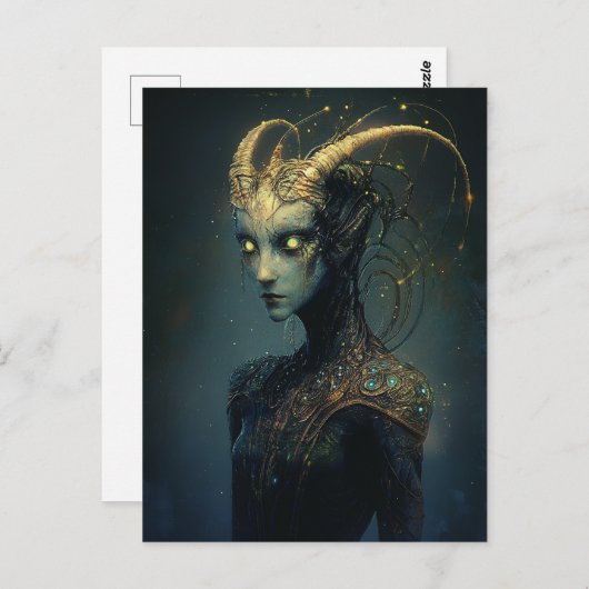 Unieke alien met stralende ogen briefkaart (Voorkant / Achterkant)