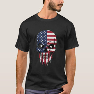 Unieke Amerikaanse vlag Split Skull T-shirt