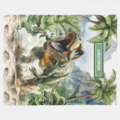 Unieke Angry Dinosaur Deken Custom Name Boys (Voorkant (Horizontaal))