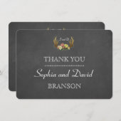 Unieke Antlers Floral Chalk Weddenschap DANK U Bedankkaart (Voorkant / Achterkant)