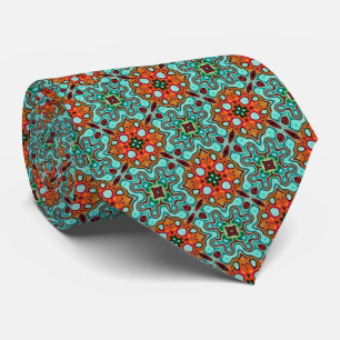 Unieke Aqua Groen Turkoois Blauw Oranje Rood Triba Stropdas