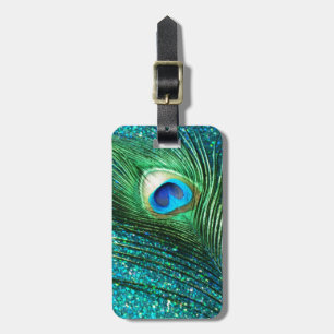 Unieke Aqua Peacock Bagagelabel