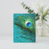 Unieke Aqua Peacock Briefkaart (Staand voorkant)