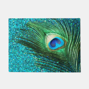 Unieke Aqua Peacock Deurmat