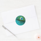 Unieke Aqua Peacock Ronde Sticker (Envelop)