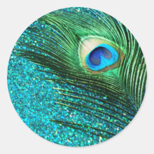 Unieke Aqua Peacock Ronde Sticker