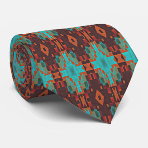 Unieke Aqua Turquoise Blauw Groen Oranje Bruin Tri Stropdas
