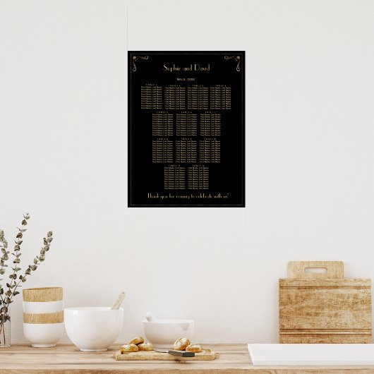 Unieke Art Deco Great Gatsby Wedding Seding Chart Poster (Keuken)
