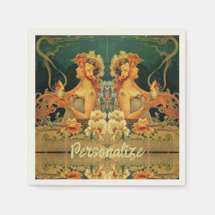 Unieke art nouveau- advertentie voor warme chocola servet