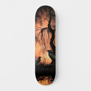 Unieke artistieke gotische Raven Schaats Deck Skateboard
