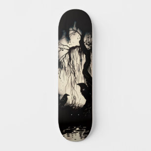 Unieke artistieke gotische Raven Schaats Deck Skateboard