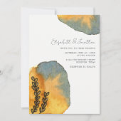 Unieke artistieke Waterverf Sinaasappel Blauw Brui Kaart (Voorkant)