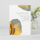 Unieke artistieke Waterverf Sinaasappel Blauw Brui Kaart (Staand voorkant)