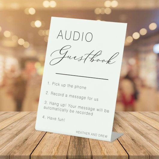 Unieke audio Guestbook Wedding Modern Minimalist Reclamebord Met Voetstuk
