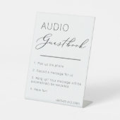 Unieke audio Guestbook Wedding Modern Minimalist Reclamebord Met Voetstuk (Voorkant)