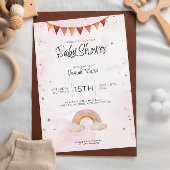 Unieke Baby shower Uitnodiging Roze Regenboog