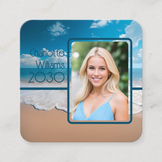 Unieke Beach Theme Afstuderen Foto Belkaart Contactkaartje (Voorkant)