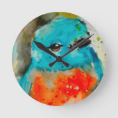 Unieke Bird Waterverf wandklok Ronde Klok (Voorkant)