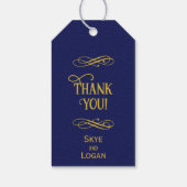 Unieke Blauw Goud Boek Thema bruiloft Dank u Cadeaulabel (Achterkant)