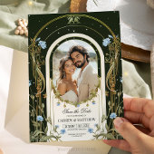 Unieke Blauwe Bloemen Bewaar de Datum Foto Kaart