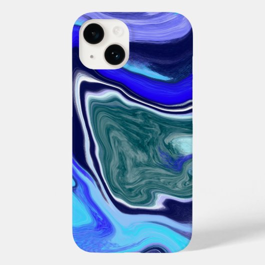 Unieke Blauwe en Witte Marmer Fluid Art Case-Mate iPhone Case (Achterkant)