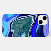 Unieke Blauwe en Witte Marmer Fluid Art Case-Mate iPhone Case (Achterkant (horizontaal))