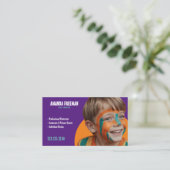 Unieke Blauwgroen en Paarse kunstenaar Gezicht Sch Visitekaartje (Staand voorkant)