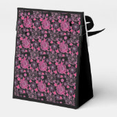 Unieke bloemen in roze/zwart bedankdoosjes (Achterkant)