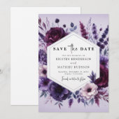 Unieke bloemen Paarse bloemen bruiloft Save The Date (Voorkant / Achterkant)