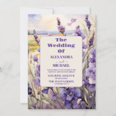 Unieke bloemenlavendel bruiloft kaart (Voorkant)