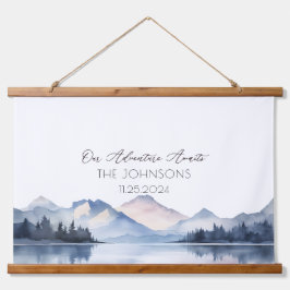 Unieke Blue Mountain Waterverf bruiloft gastenboek Hangend Wandkleed